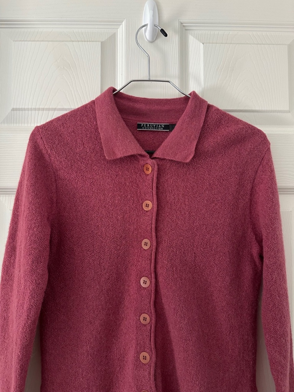 Peruvian Connection Alpaca Polo Collar Cardigan Ginger Rose Women's Size Small - Picture 3 of 10